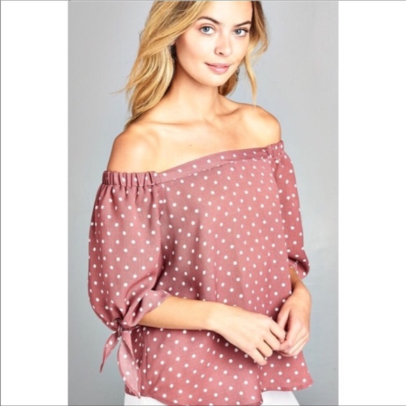 LAST 2 - Off Shoulder Polka Dot Top - Picture 4 of 5